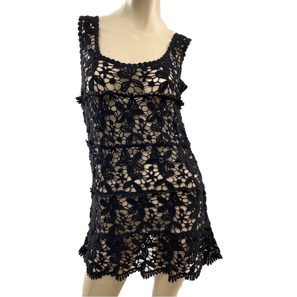 Solitaire-  Black Crochet Swim Coverup- S